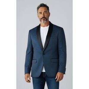 Jos A Bank Men's Satin Lapel Slim Fit Tuxedo/formal Jacket Blue Paisley 42L